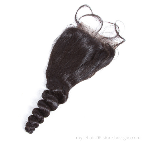 Royce Wholesale Brazilian Human Hair Bundles with Lace Closure Loose Wave